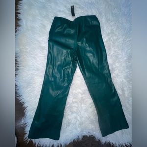 Green Faux Leather Pants